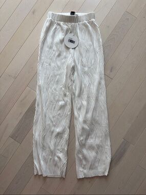 Princess Polly Textured White Wide Leg Pants